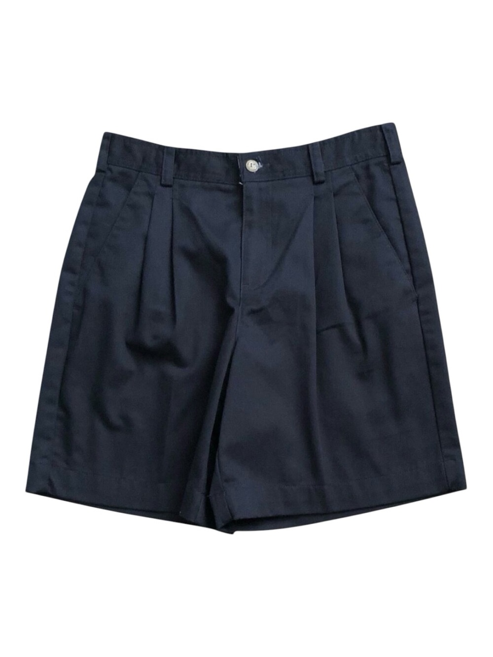 Liz Claiborne Shorts Womens 6P Petite Navy Blue 100% Cotton Pleated High Rise